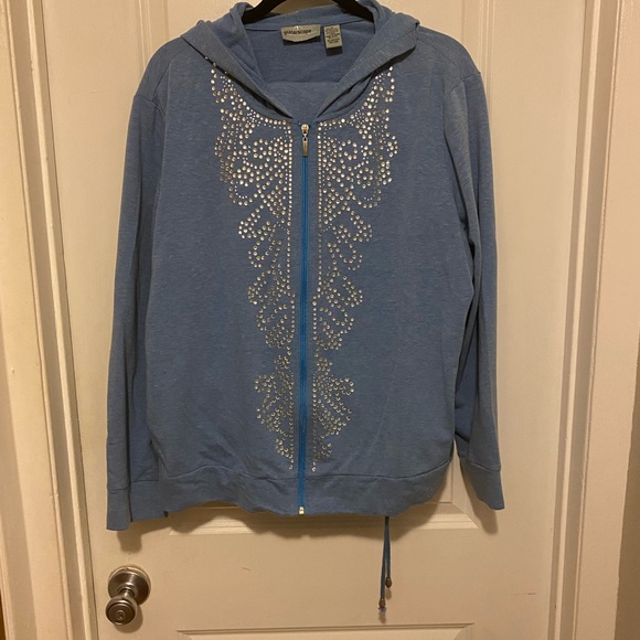Blue Embellished Hoodie and Pants - Picture 1 of 2